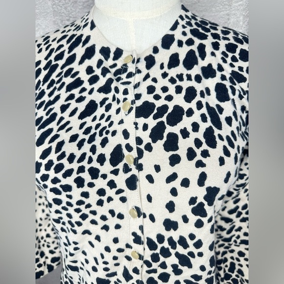 Charter Club Women’s Animal Print Button-Down Sweater Cardigan Beige Black P/S - Picture 4 of 11